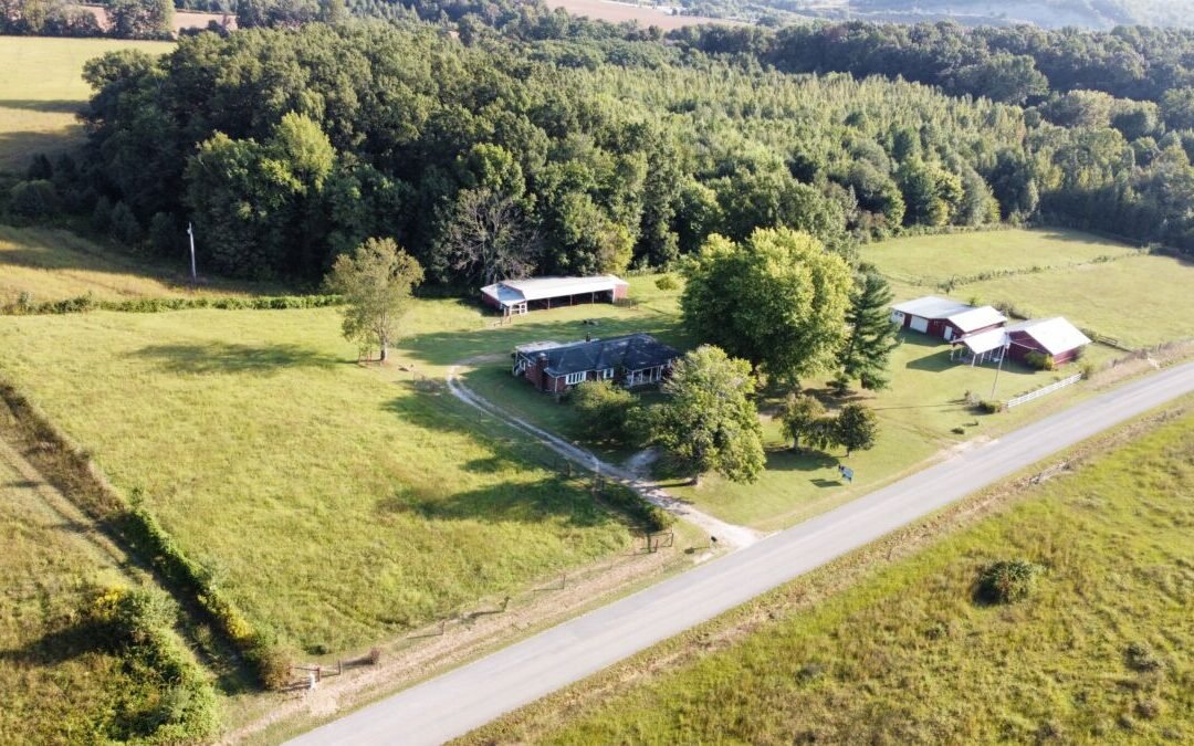 Brick Home & 5+/- Acres • Barns • Shop • Basement • 2 Tracts • Tools • Personal Property